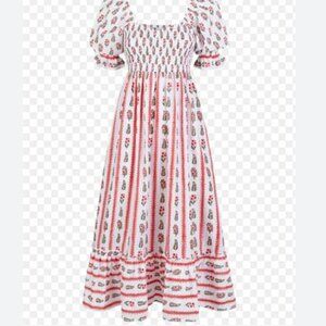 Brand new PINK CITY PRINTS Sz medium CINDY Sweetheart Smock Dress Pink Floral